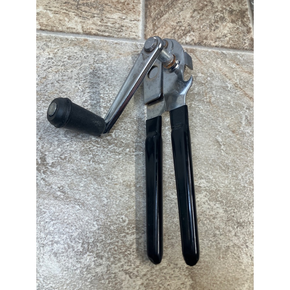 Swing A Way Manual Can Opener Vintage Kitchen Tool Black Handle Chrome